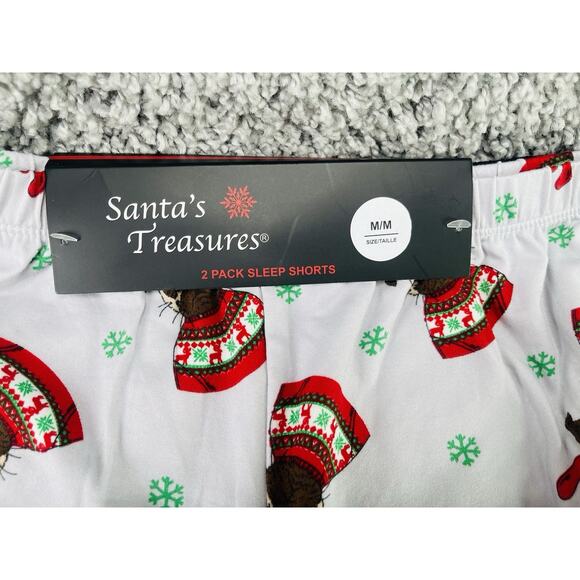 Santas Treasures 2pk Womens Sleep Boxer Shorts Gray Dogs & Black Size Medium - Picture 8 of 10
